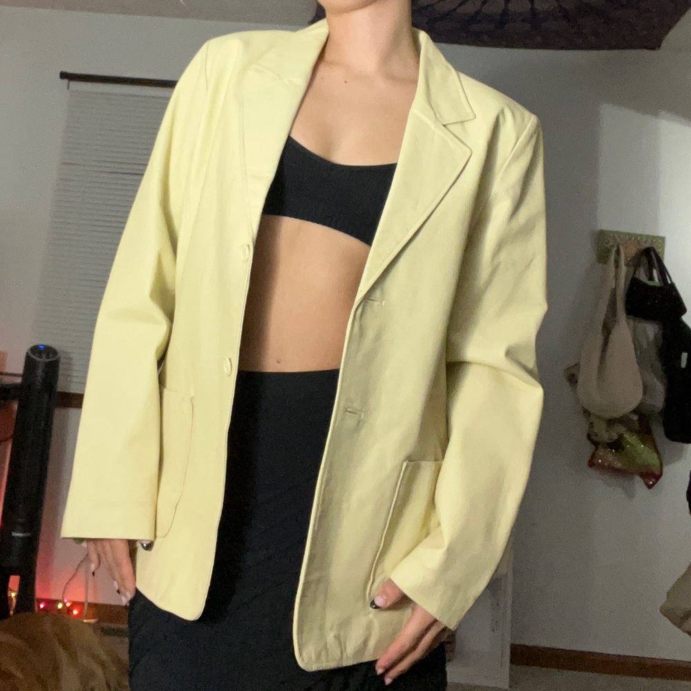 metro style yellow leather jacket